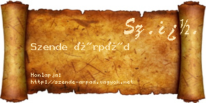 Szende Árpád névjegykártya